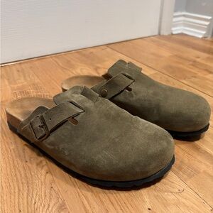 Forest Green Suede Clogs Verbenas Made in Spain